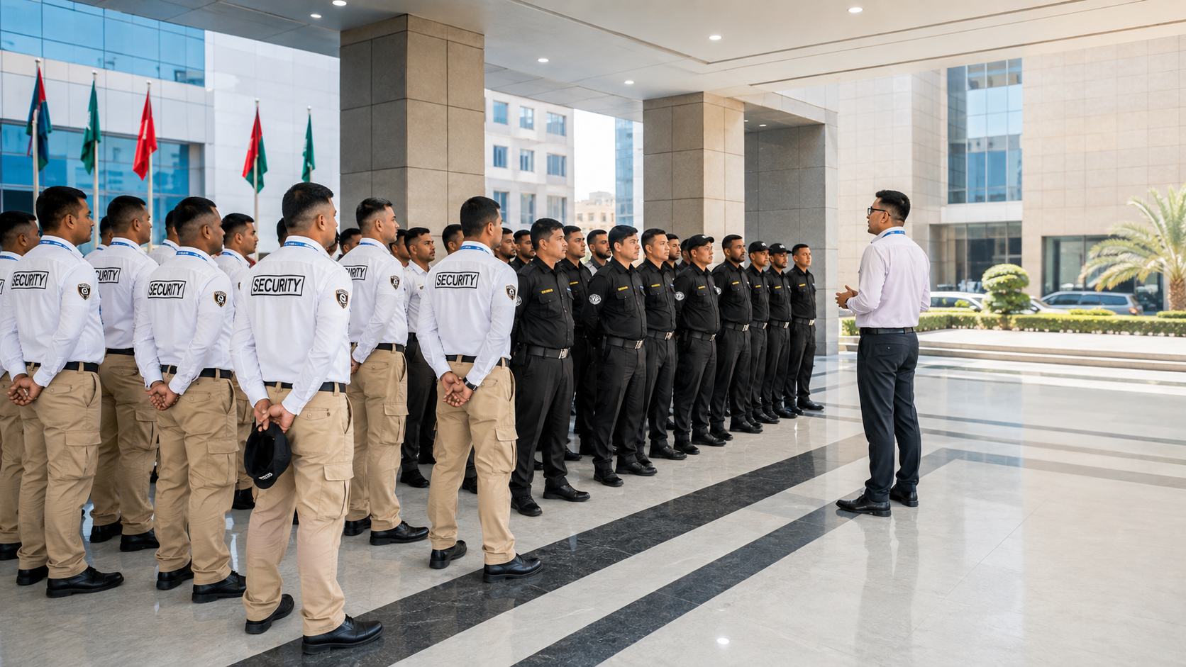 Security Guard Monitoring Screens